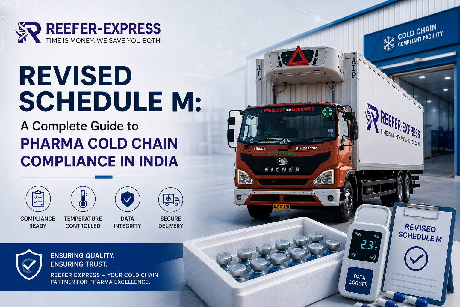 Reefer Express refrigerated truck supporting pharma cold chain compliance under Revised Schedule M in India