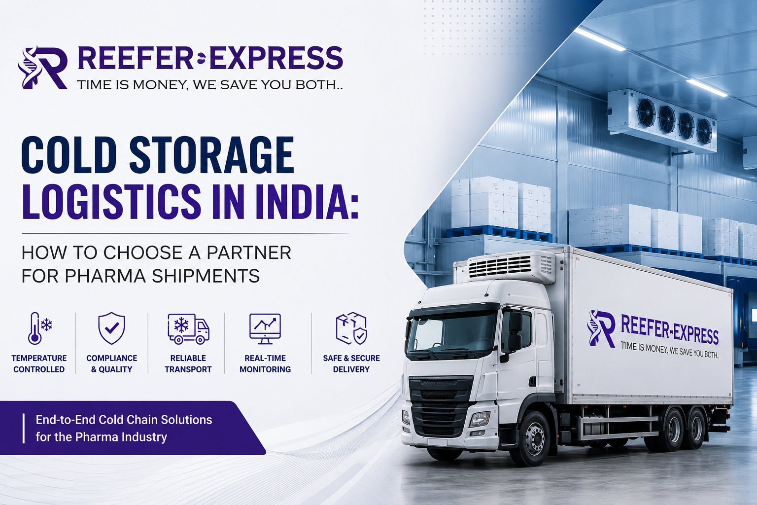 Cold storage logistics in India for pharmaceutical shipments with Reefer Express refrigerated truck
